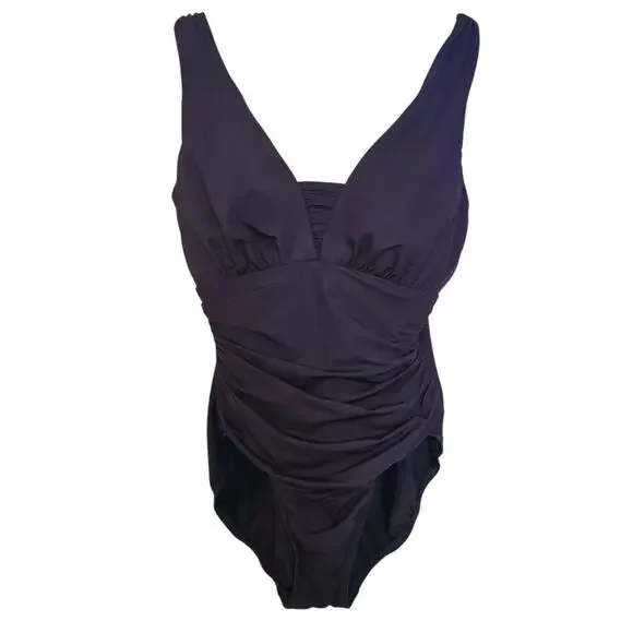 Lands' End Blackberry SlenderSuit Grecian Tummy Control One Piece Swimsuit - Picture 3 of 7
